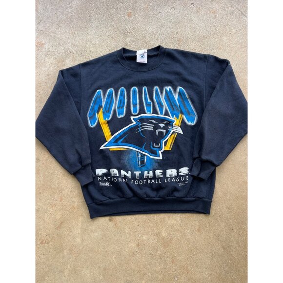 Vintage Carolina Panthers NFL Delta 1993 Sweatshirt Large Black Y3 - Picture 1 of 6